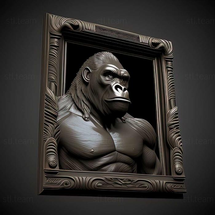3D model gorilla in frame.png (STL)